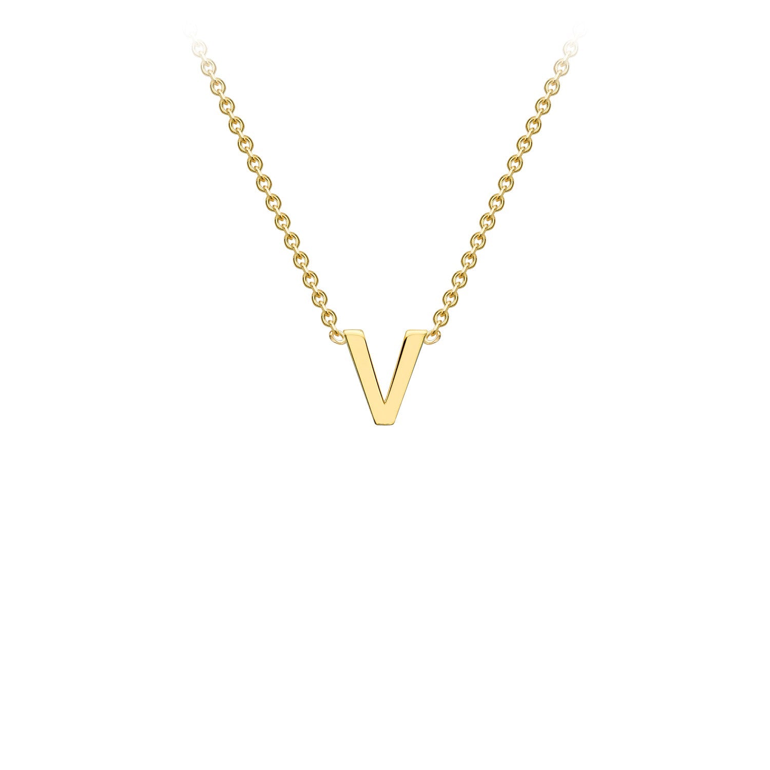 9ct Yellow Gold 'V' Initial Adjustable Letter Necklace 38/43cm
