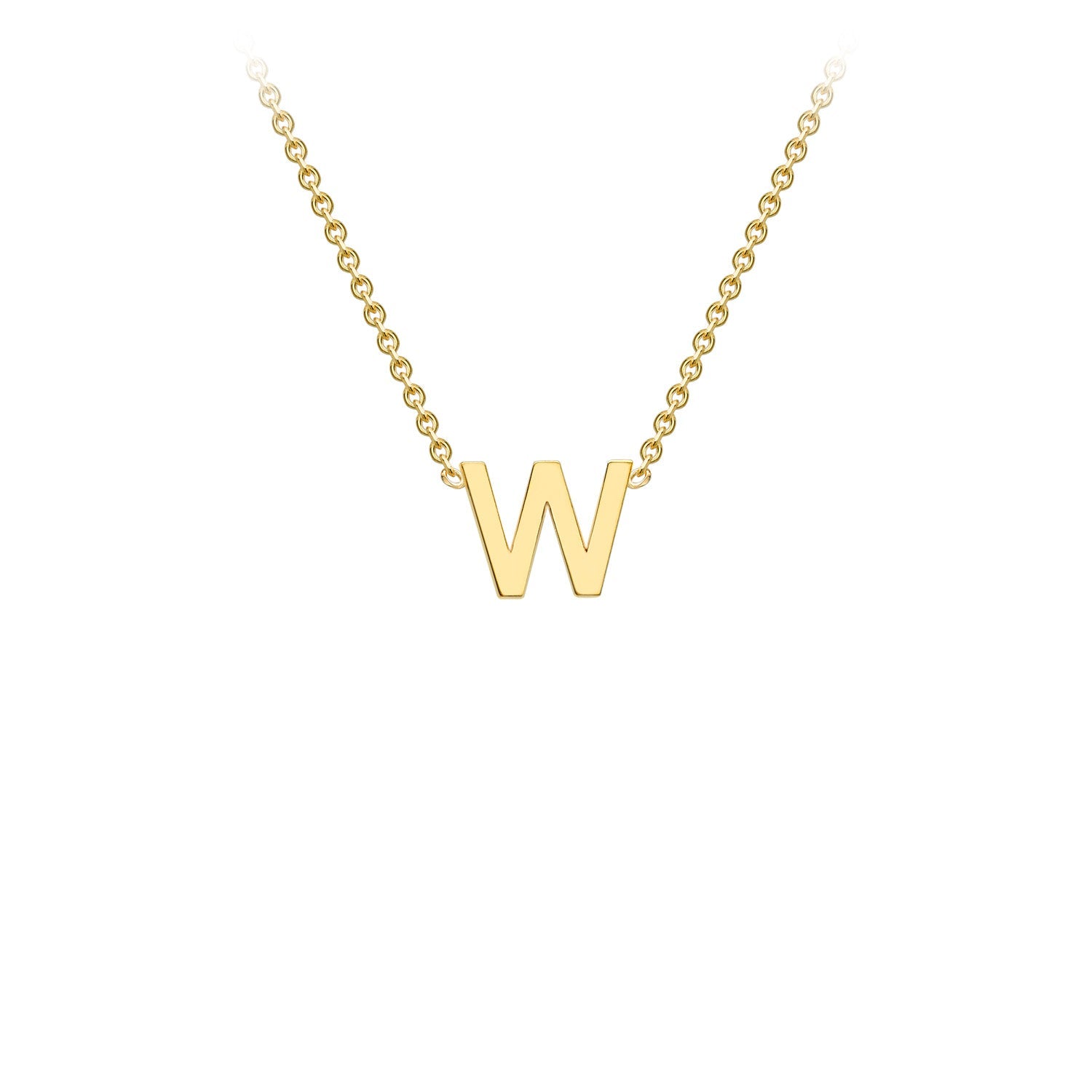 9ct Yellow Gold 'W' Initial Adjustable Letter Necklace 38/43cm