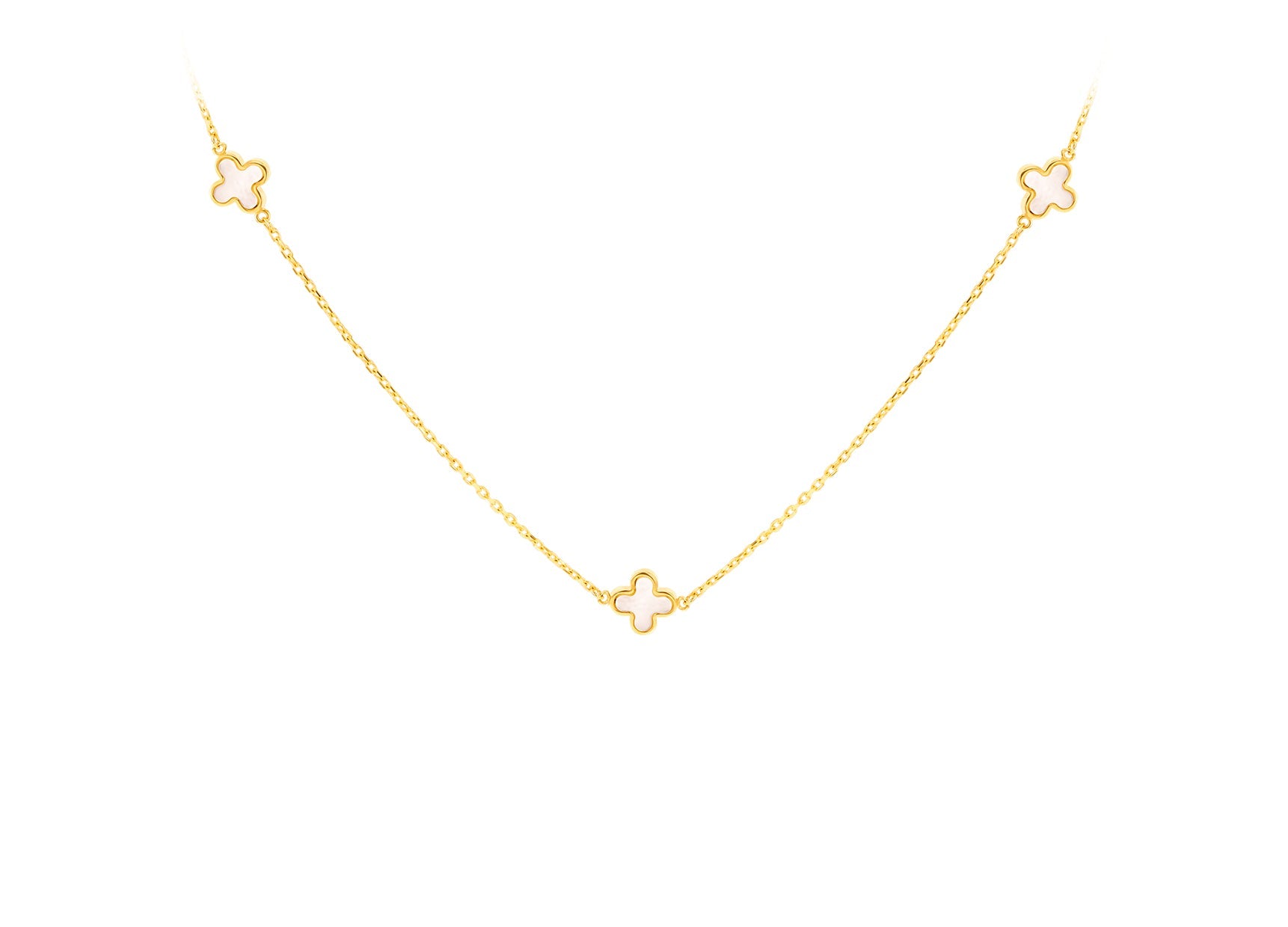 9ct Yellow Gold 3 Mother-of-Pearl Petal Necklace 40-42.5 cm