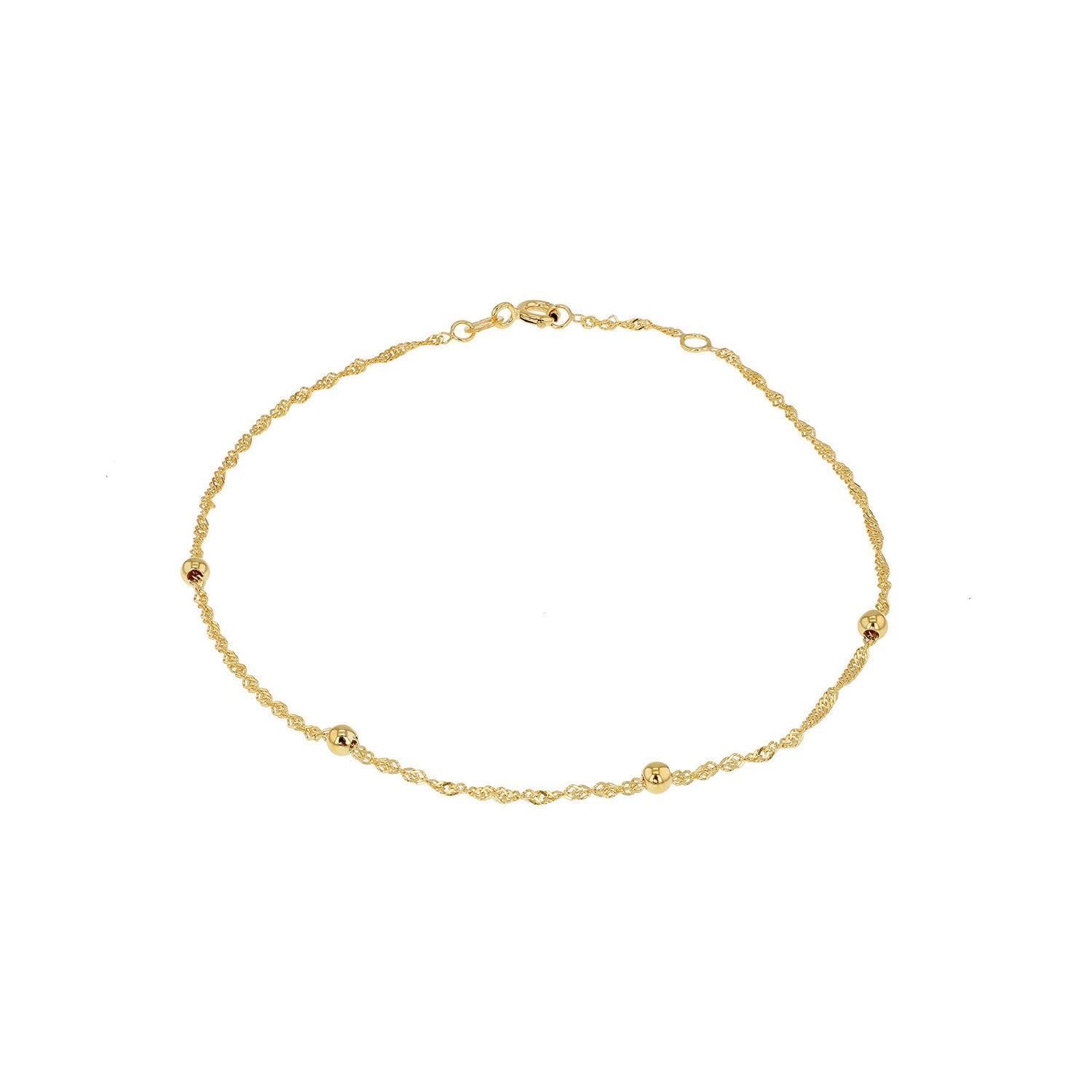 9ct Yellow Gold Solid Ball Twist Necklace 45cm