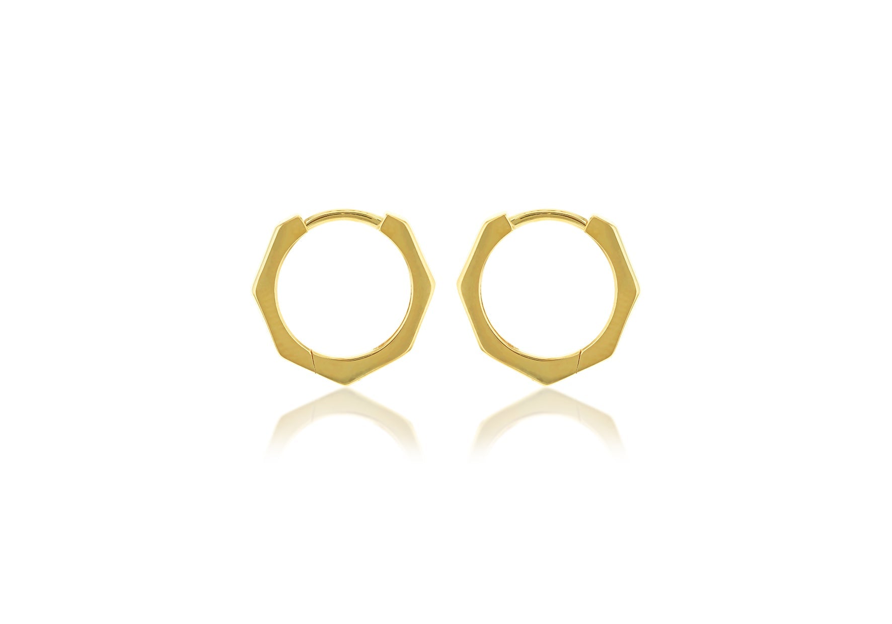 9ct Yellow Gold Hexagon Huggies
