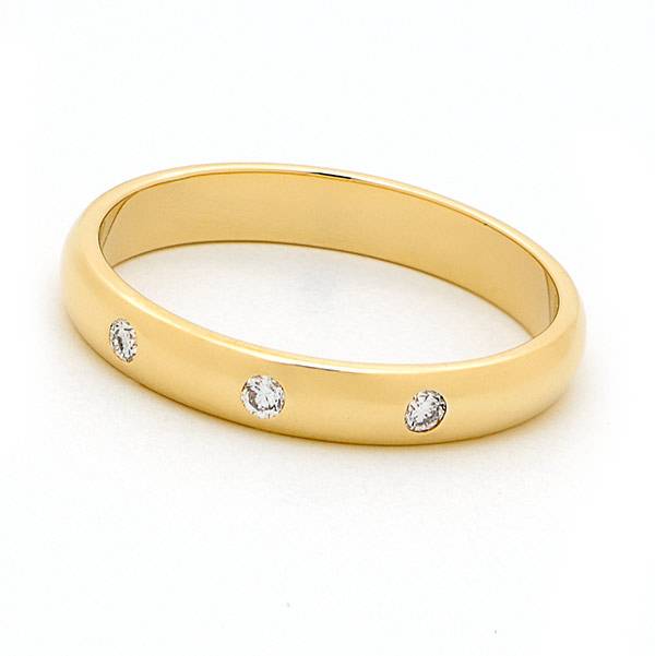 Pressure set diamond wedding ring