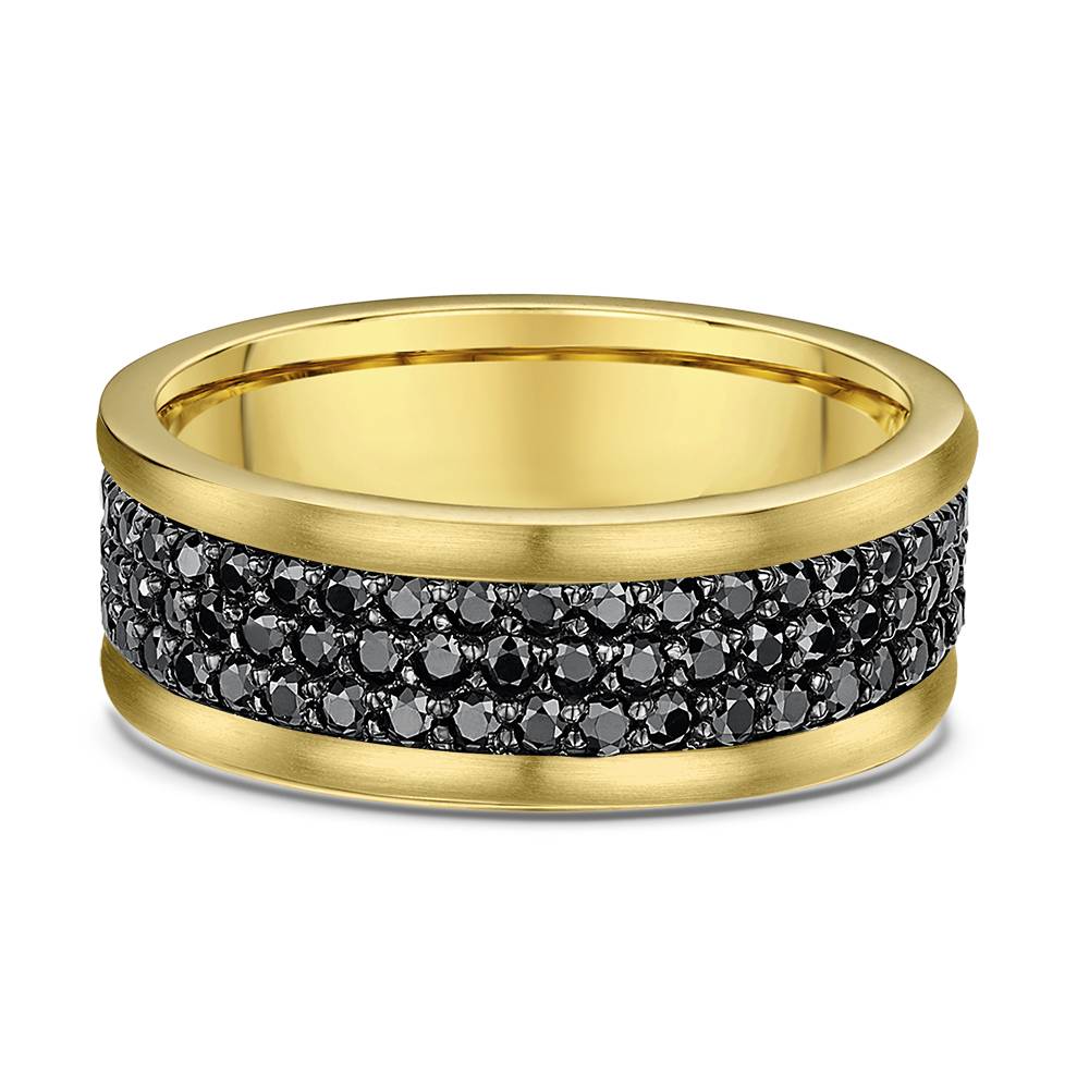 Gold with black diamonds men's wedding ring