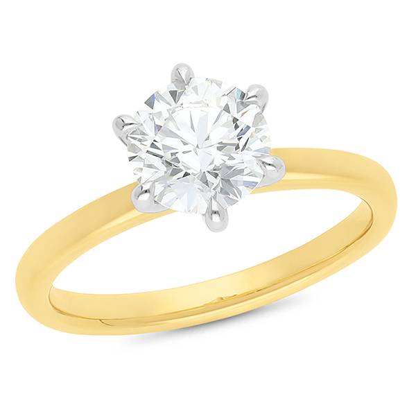 Round brilliant cut lab grown diamond solitaire engagement ring