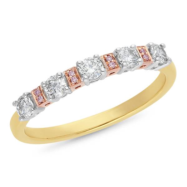 Pink and White Diamond Ring