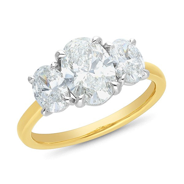 18ct Yellow Gold Lab Grown Diamond Trilogy Ring