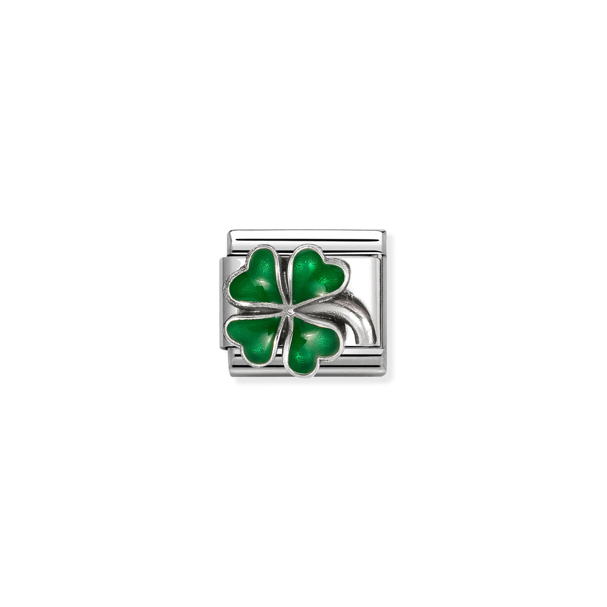 NOMINATION Composable Classic Link 330204/42 Green Four Leaf Clover in Silver and Enamel