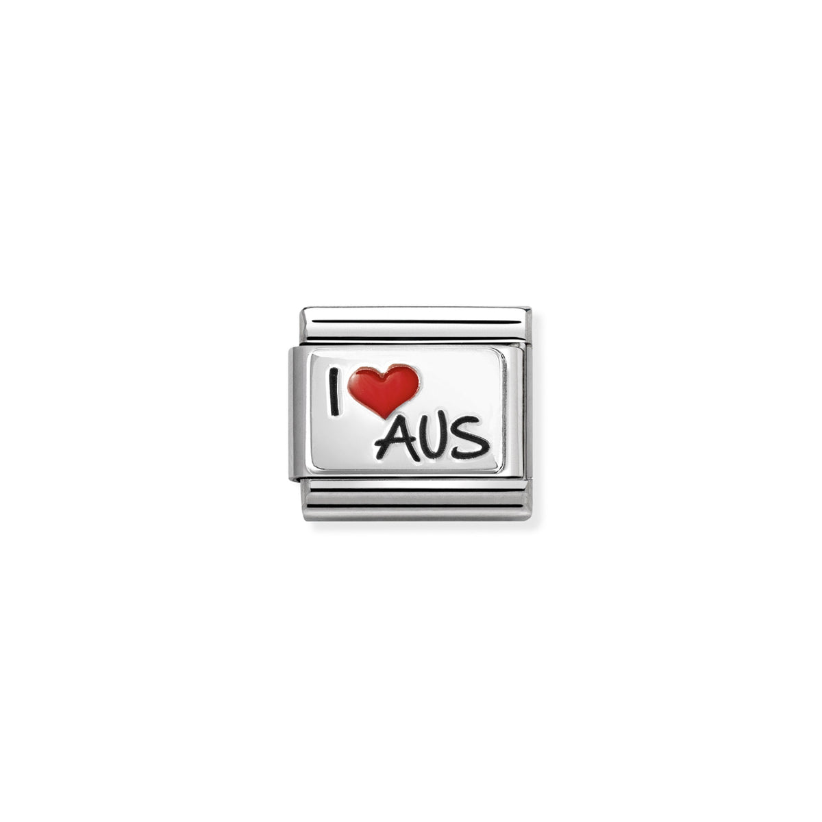 NOMINATION Composable Classic Link 330209/73 I Love Aus Heart in 925 Silver & Enamel