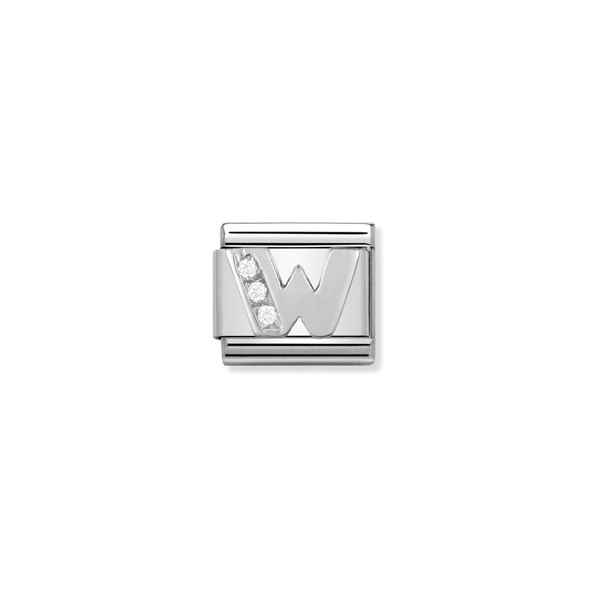 NOMINATION Composable Classic Link 330301/23 Letter W with Cubic Zirconia in 925 Silver