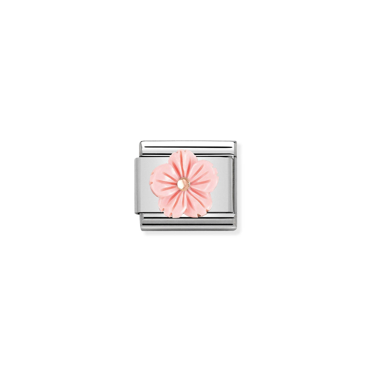 NOMINATION Composable Classic Link 430510/03 Flower in Rose Coral in 9ct Rose Gold