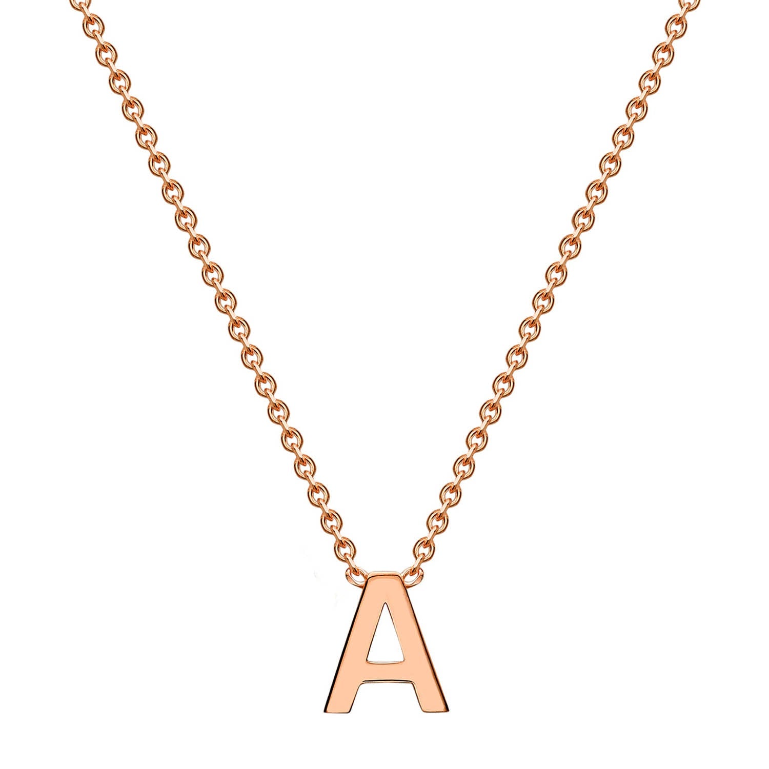 9ct Rose Gold 'A' Initial Adjustable Letter Necklace 38/43cm