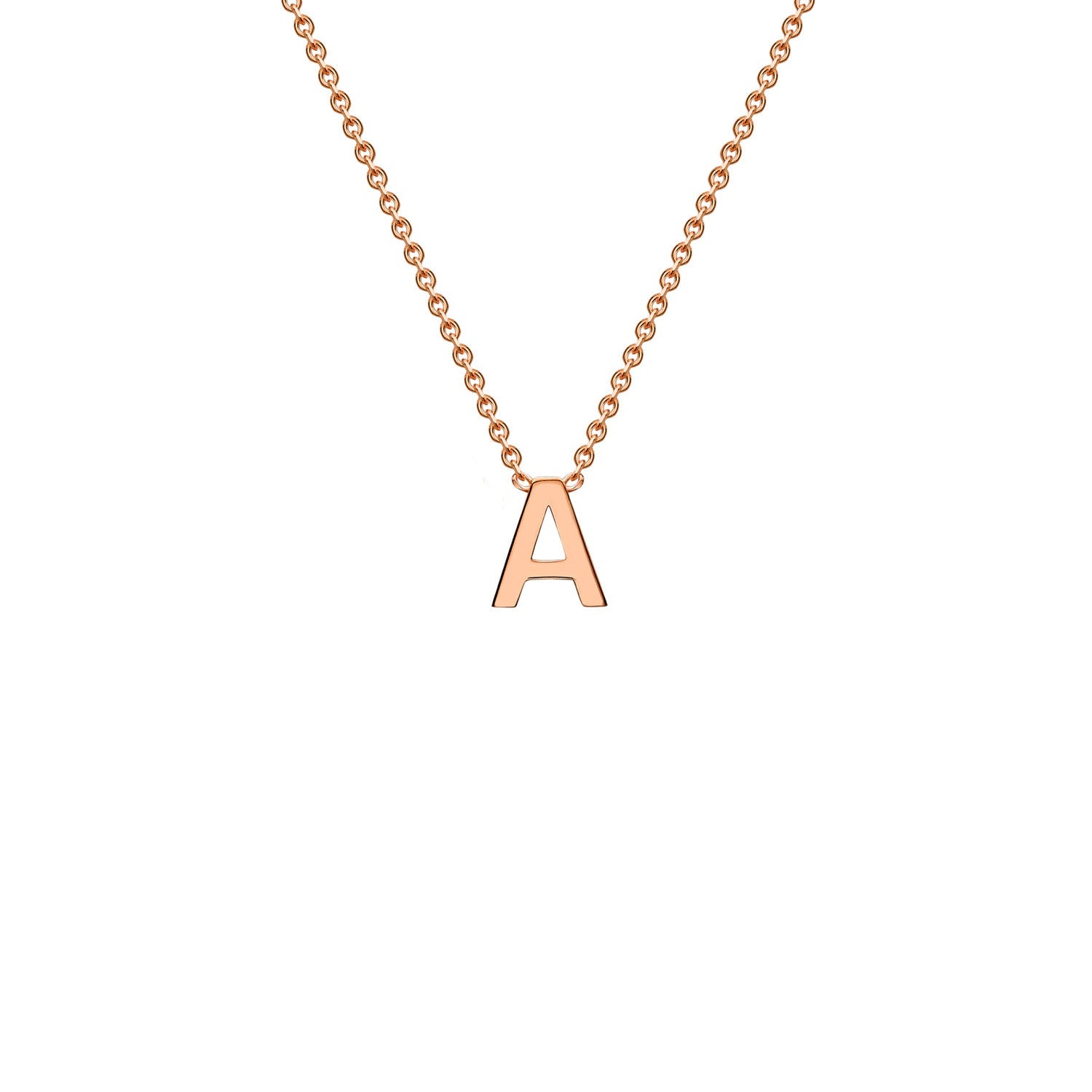 9ct Rose Gold 'A' Initial Adjustable Letter Necklace 38/43cm
