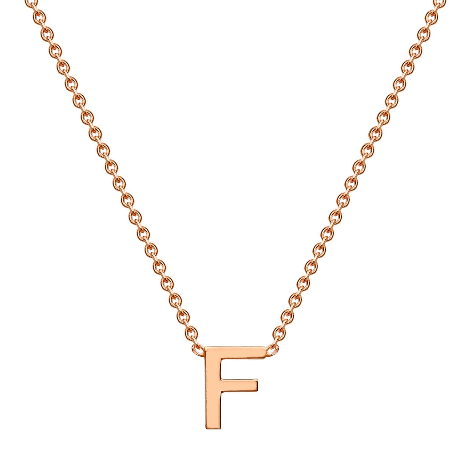 9ct Rose Gold 'F' Initial Adjustable Letter Necklace 38/43cm