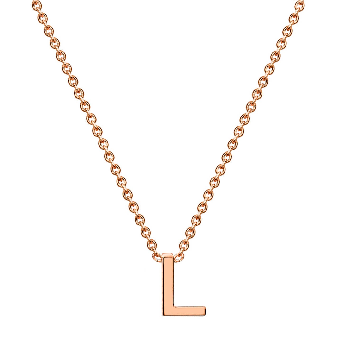 9ct Rose Gold 'L' Initial Adjustable Letter Necklace 38/43cm