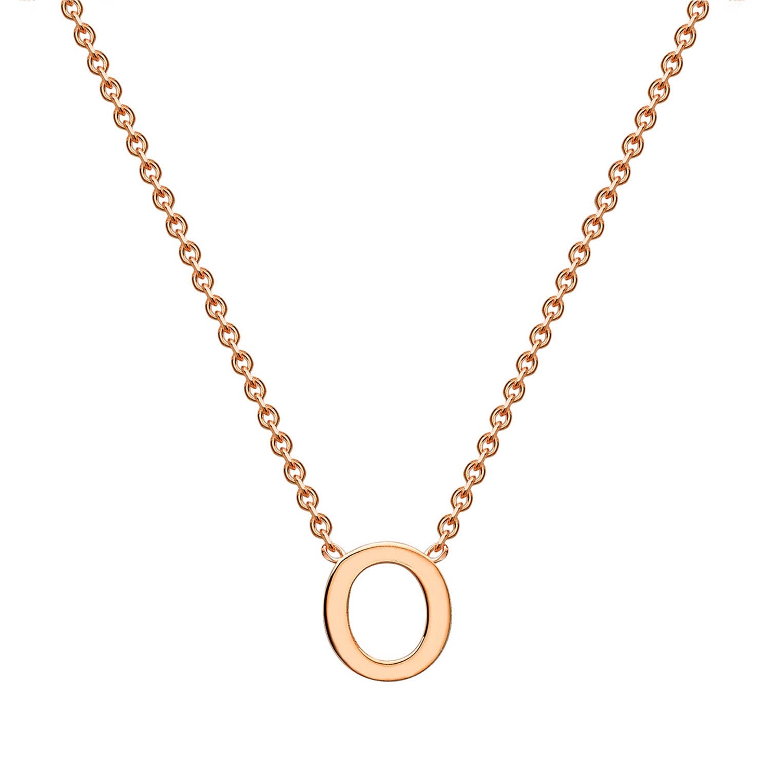 9ct Rose Gold 'O' Initial Adjustable Letter Necklace 38/43cm
