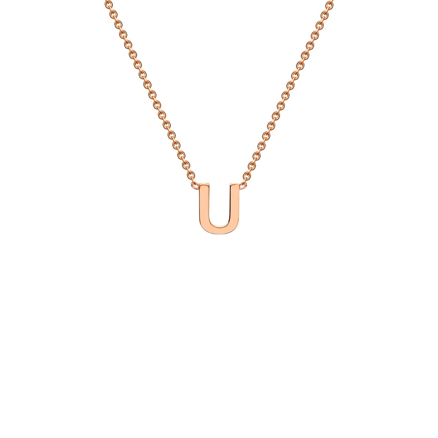 9ct Rose Gold 'U' Initial Adjustable Letter Necklace 38/43cm