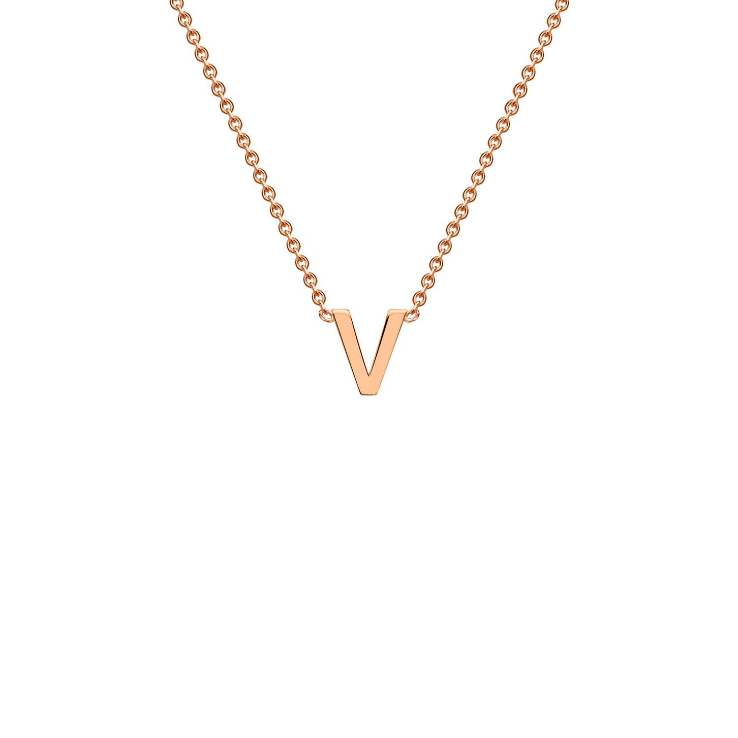 9ct Rose Gold 'V' Initial Adjustable Letter Necklace 38/43cm