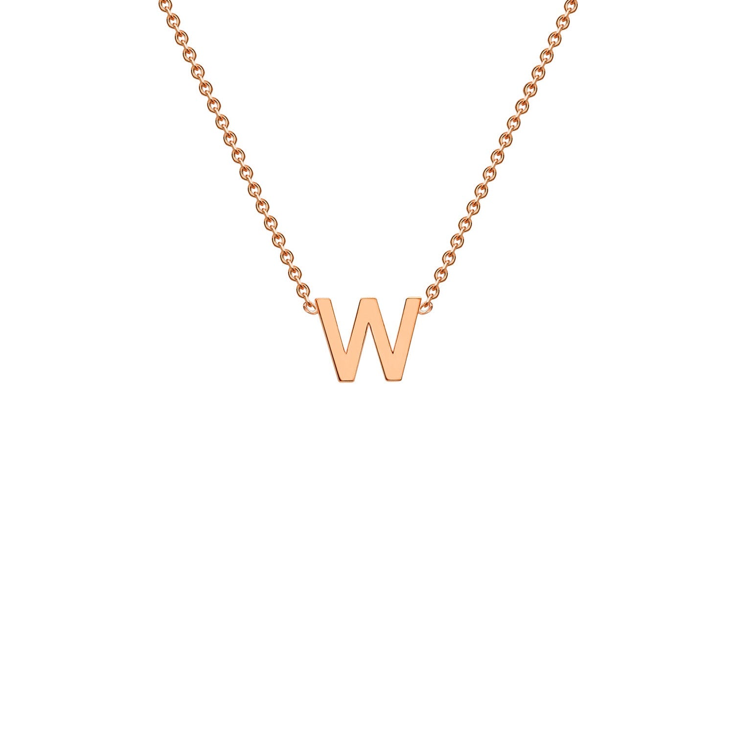9ct Rose Gold 'W' Initial Adjustable Letter Necklace 38/43cm