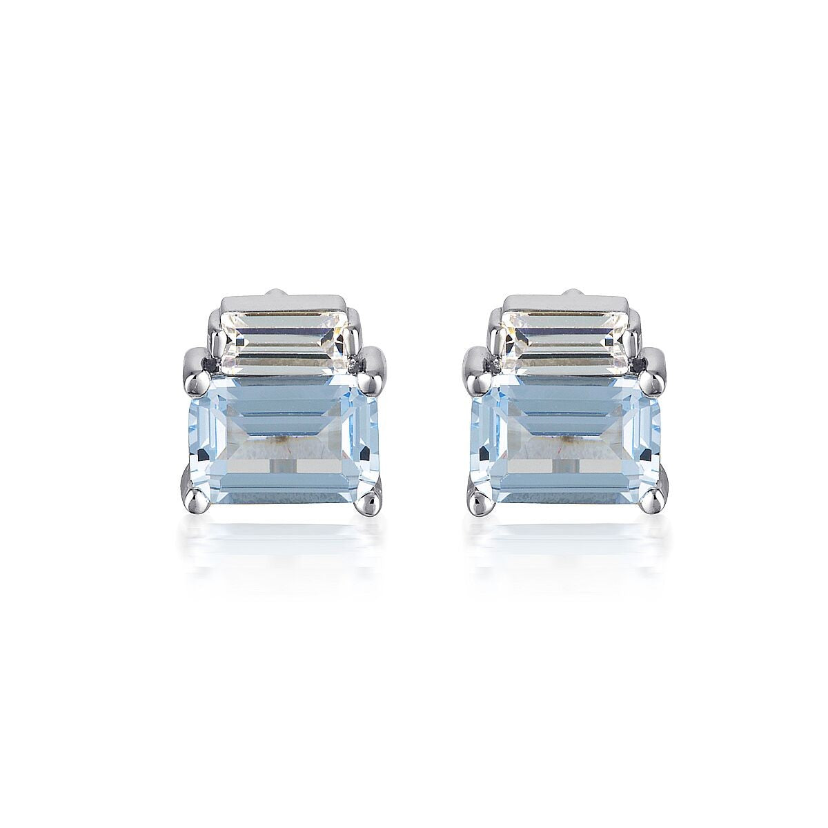 Emilio Aquamarine Double Baguette Earrings