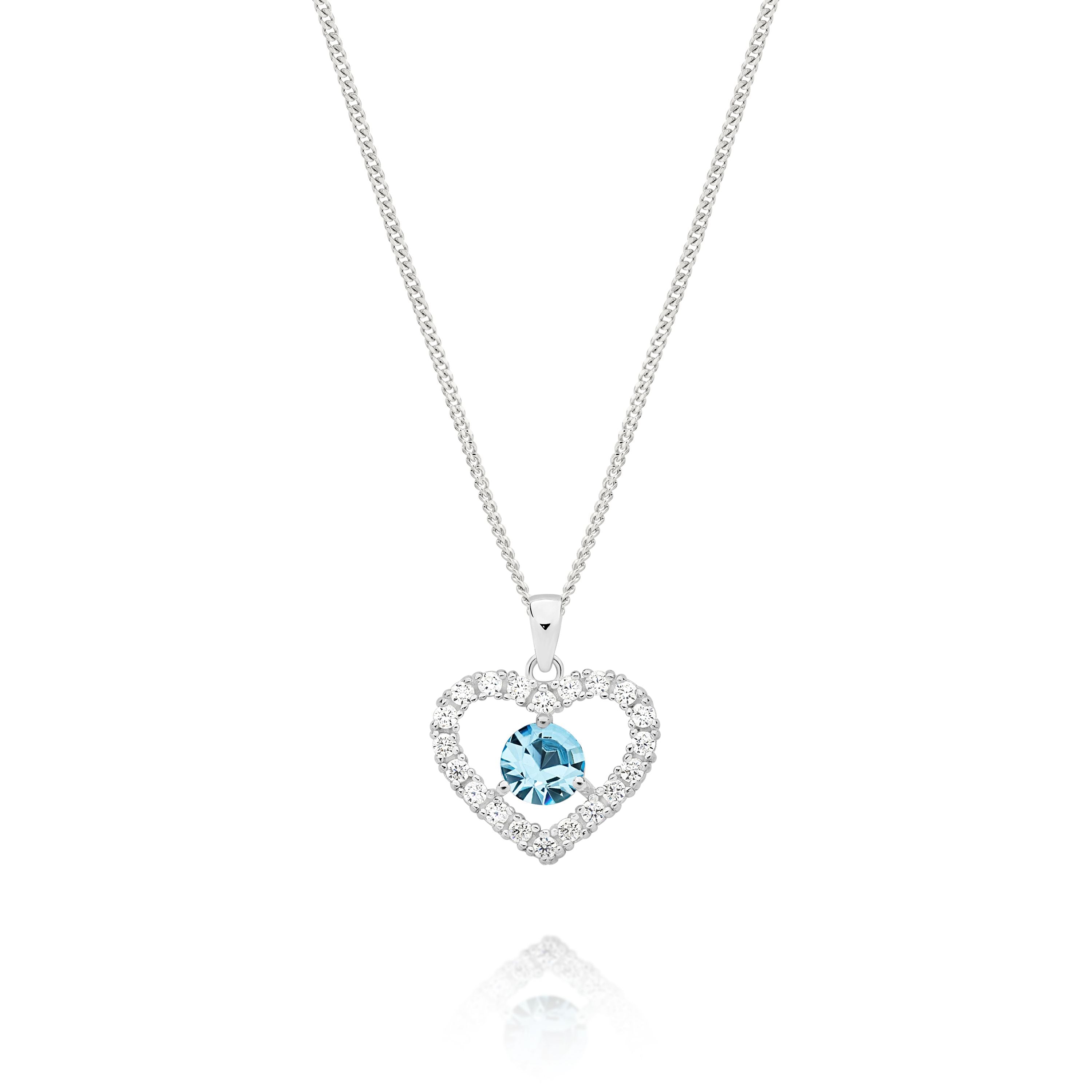 Silver MARCH Birthstone Pendant