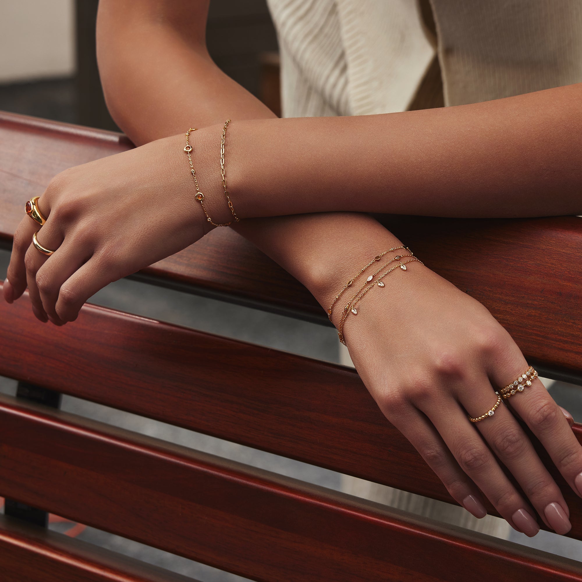 Gold Sparkling Triple Station Bracelet