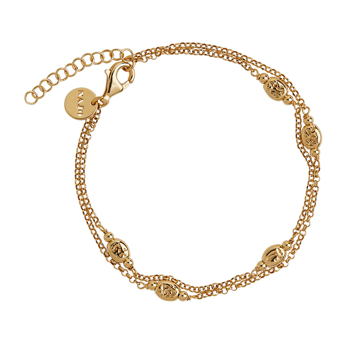 NAJO Volare Yellow Gold Double Chain Bracelet  (18.5cm+ext)