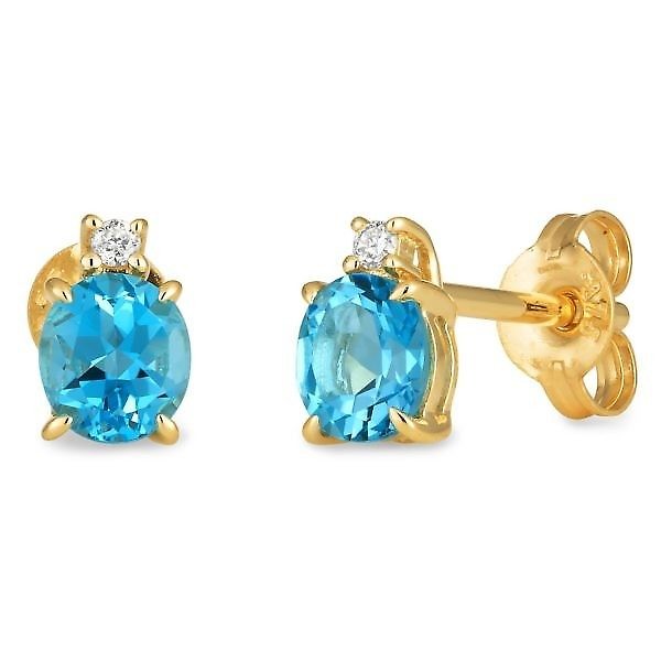Blue topaz & diamond stud earrings
