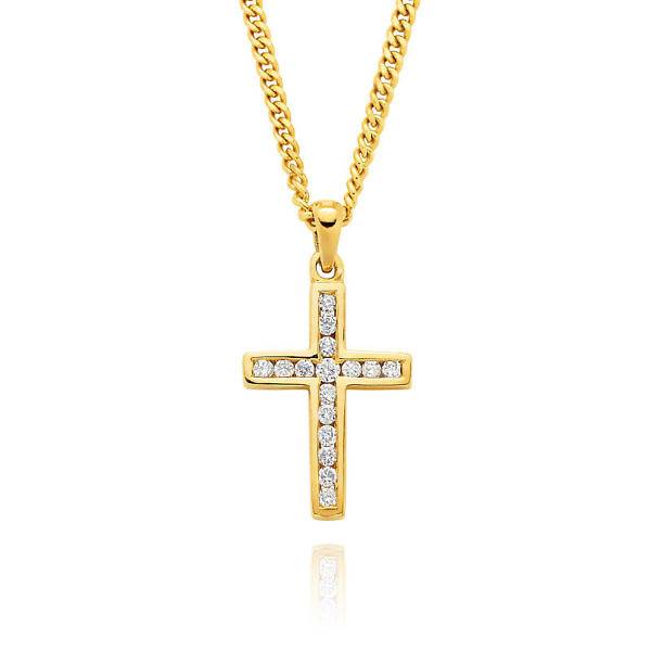 18ct diamond channel set cross