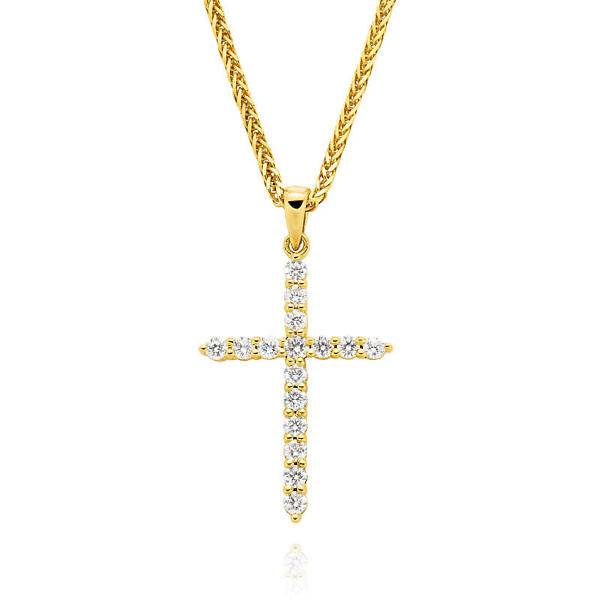 9ct diamond claw set cross