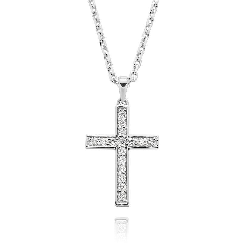 18ct diamond bead set cross