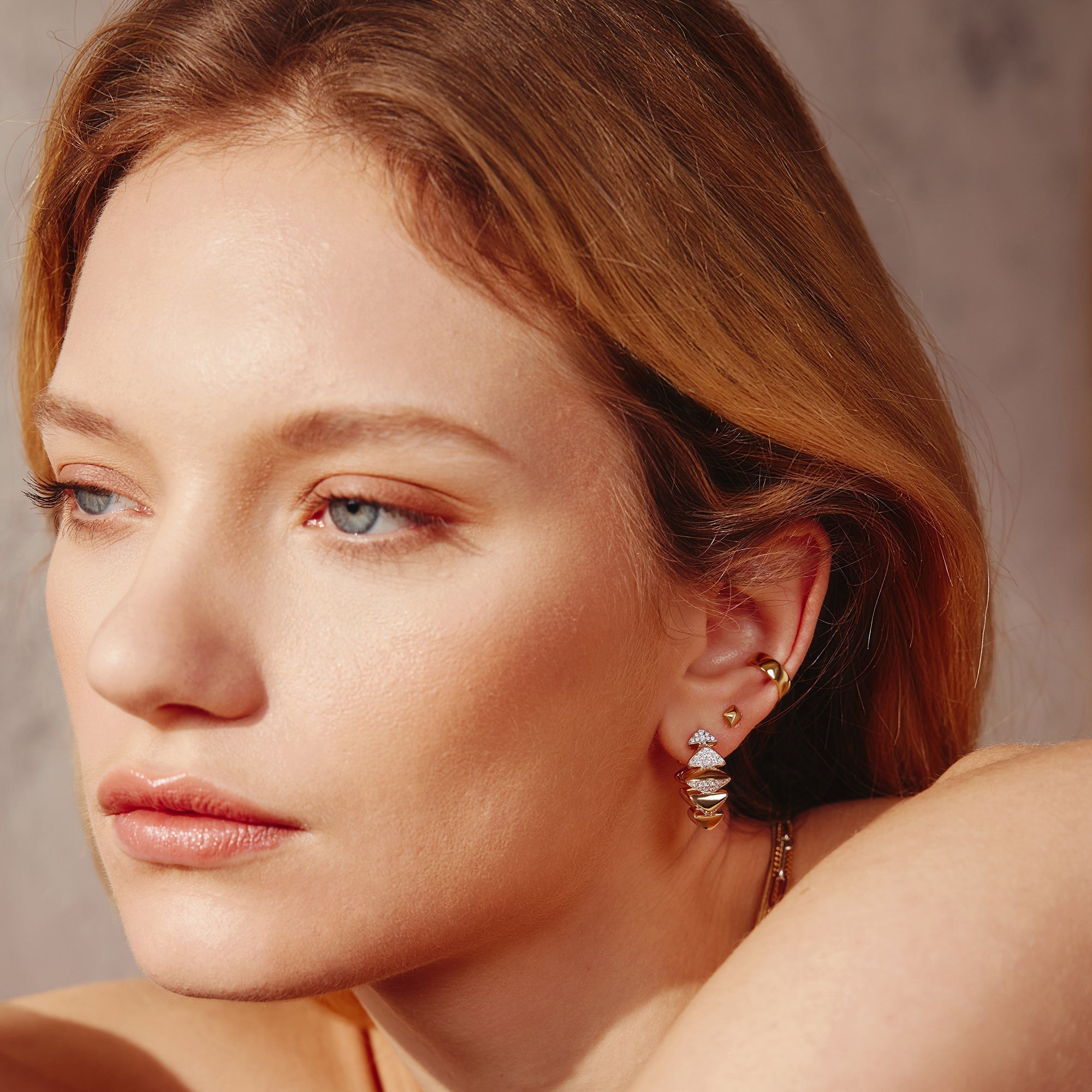 Ania Haie Gold Pyramid Glam Stud Earrings