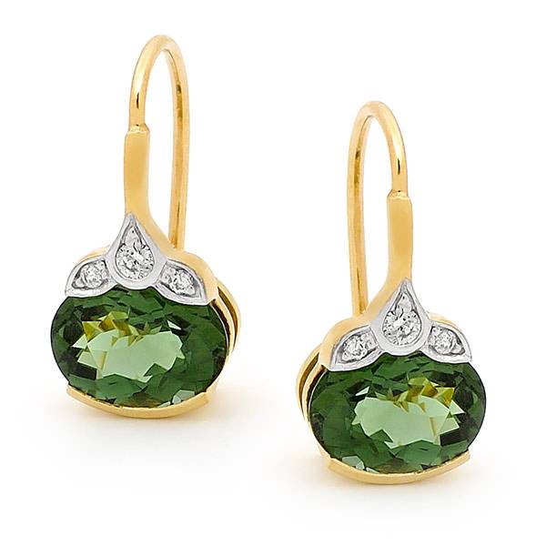 Green tourmaline & diamond earrings