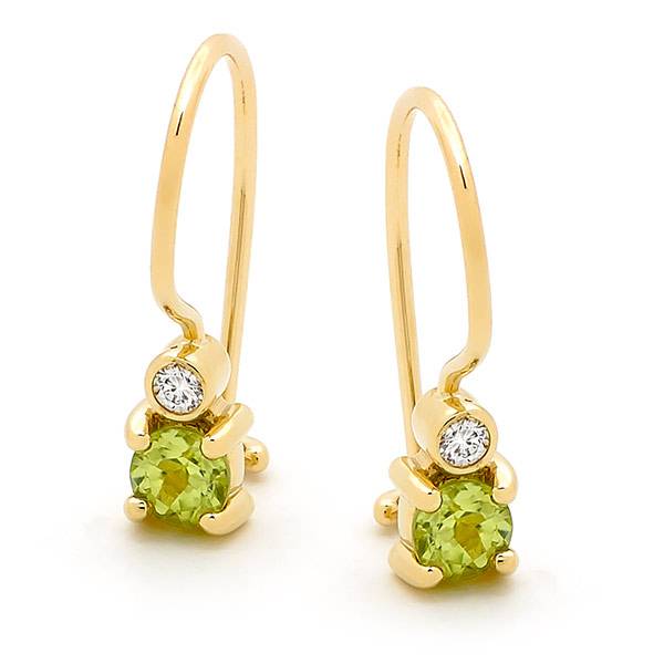 Peridot & diamond drop earrings
