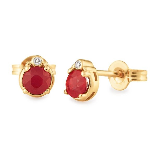 Ruby & diamond bezel set earrings