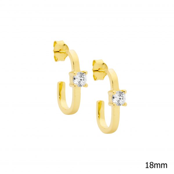 Gold Plated Sterling Silver Cubic Zirconia Earrings
