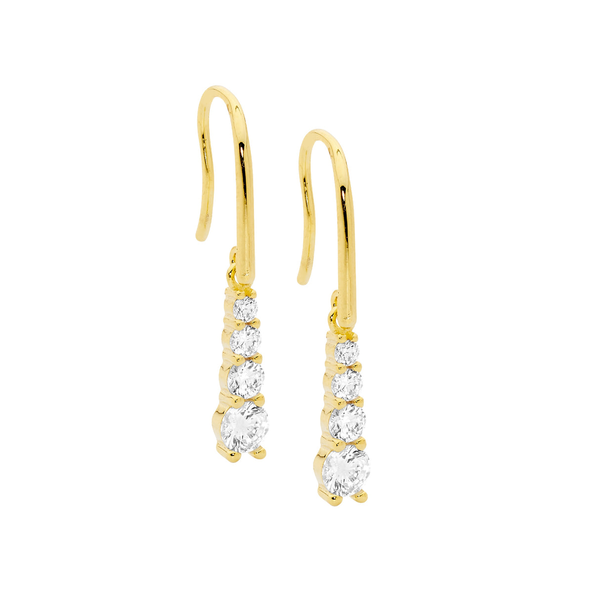 Gold Plated Sterling Silver Cubic Zirconia Drop Earrings