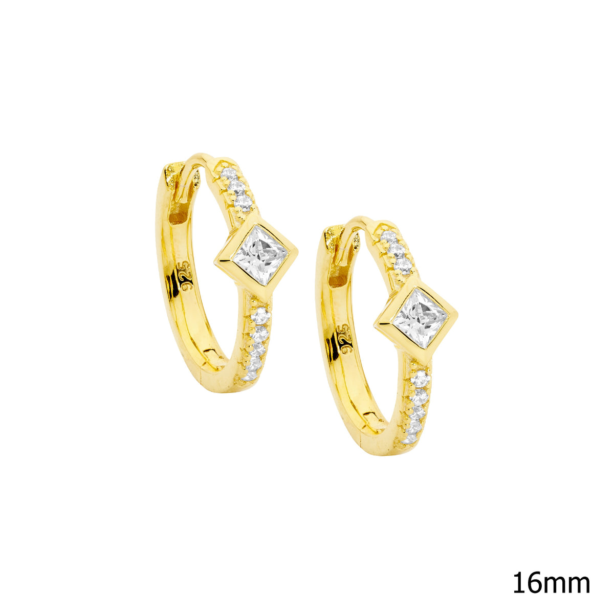 Gold Plated Sterling Silver Cubic Zirconia Hoop Earrings