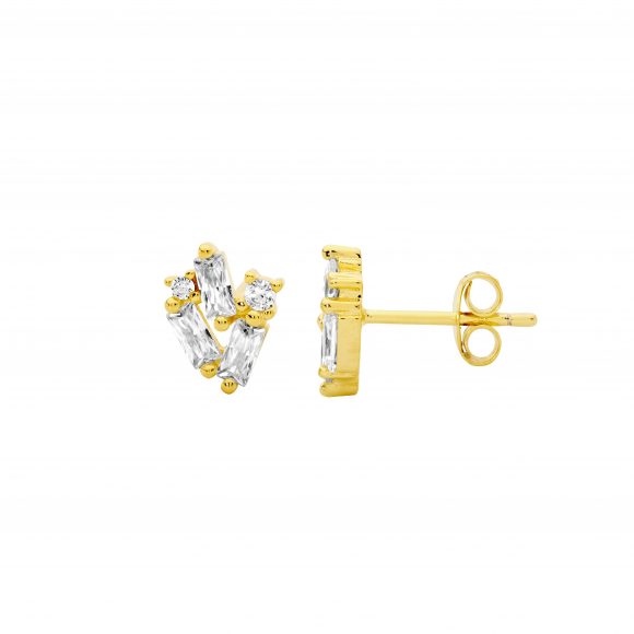 Gold Plated Sterling Silver Cubic Zirconia Earrings