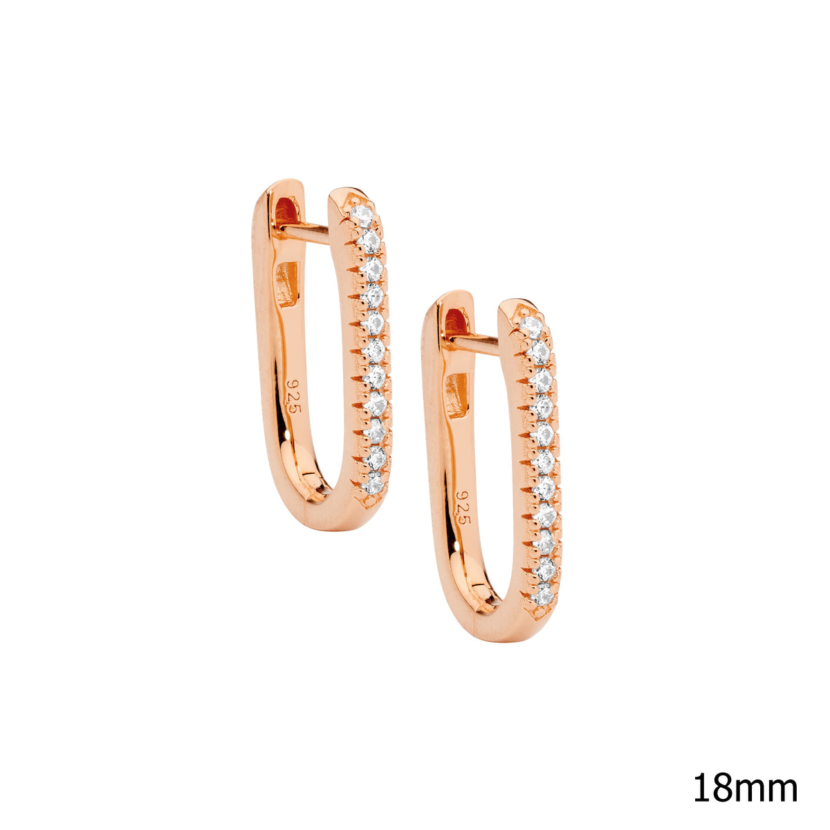 Rose Gold Plated Sterling Silver Cubic Zirconia Hoop Earrings