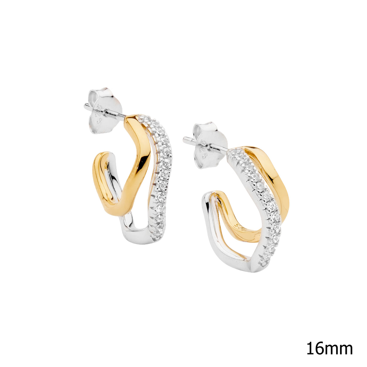 Gold Plated Sterling Silver Cubic Zirconia Hoop Earrings