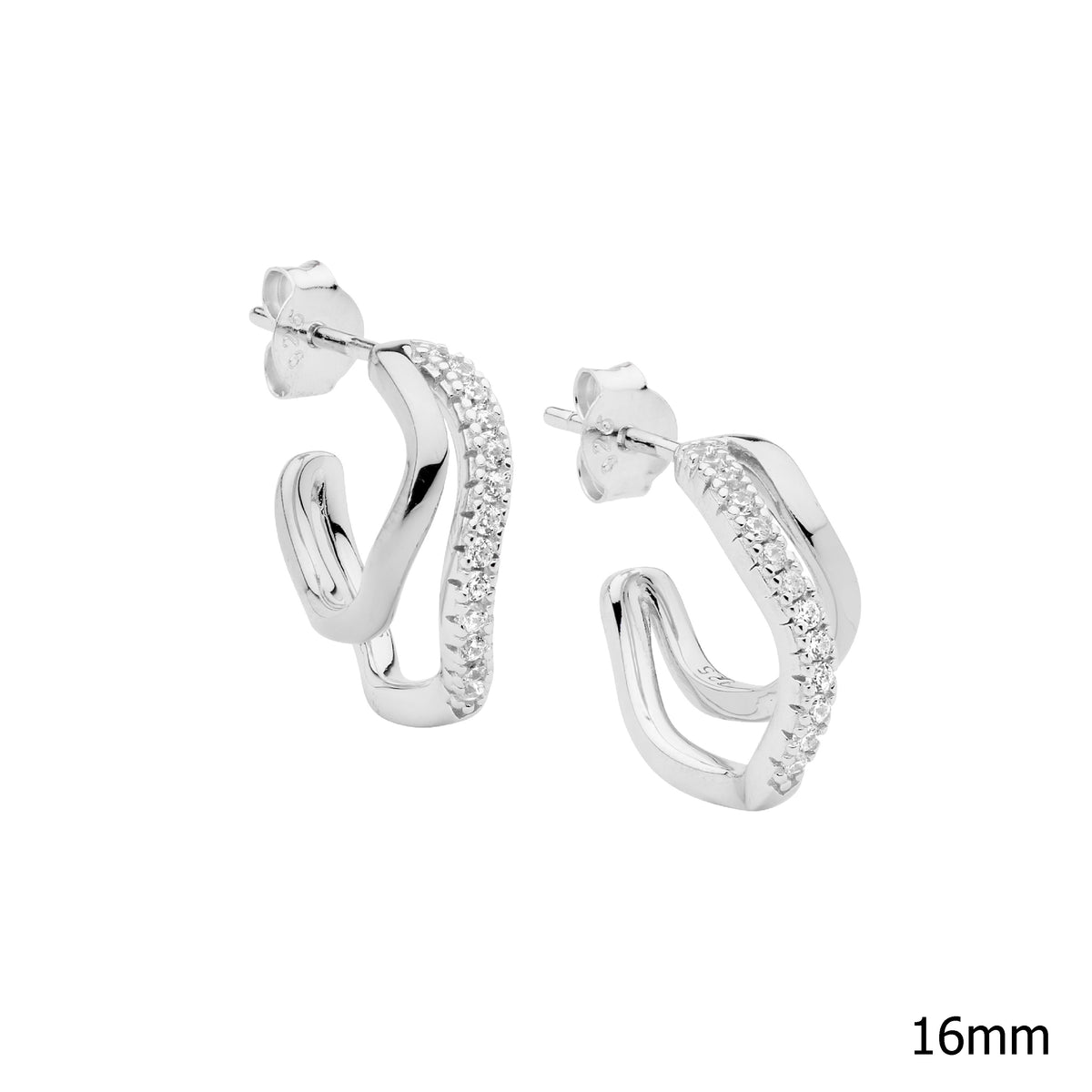 Sterling Silver Cubic Zirconia Hoop Earrings