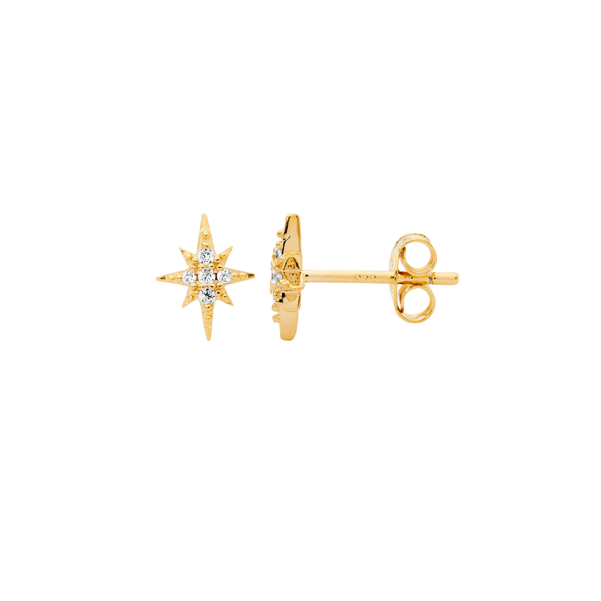 Gold Plated Sterling Silver Cubic Zirconia Stud Earrings