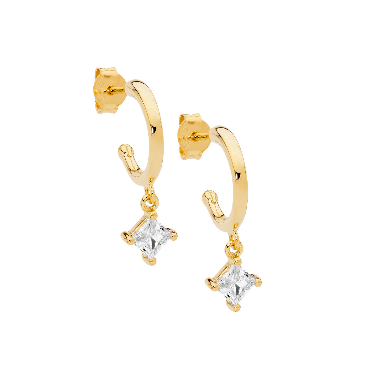 Gold Plated Sterling Silver Cubic Zirconia Hoop Earrings