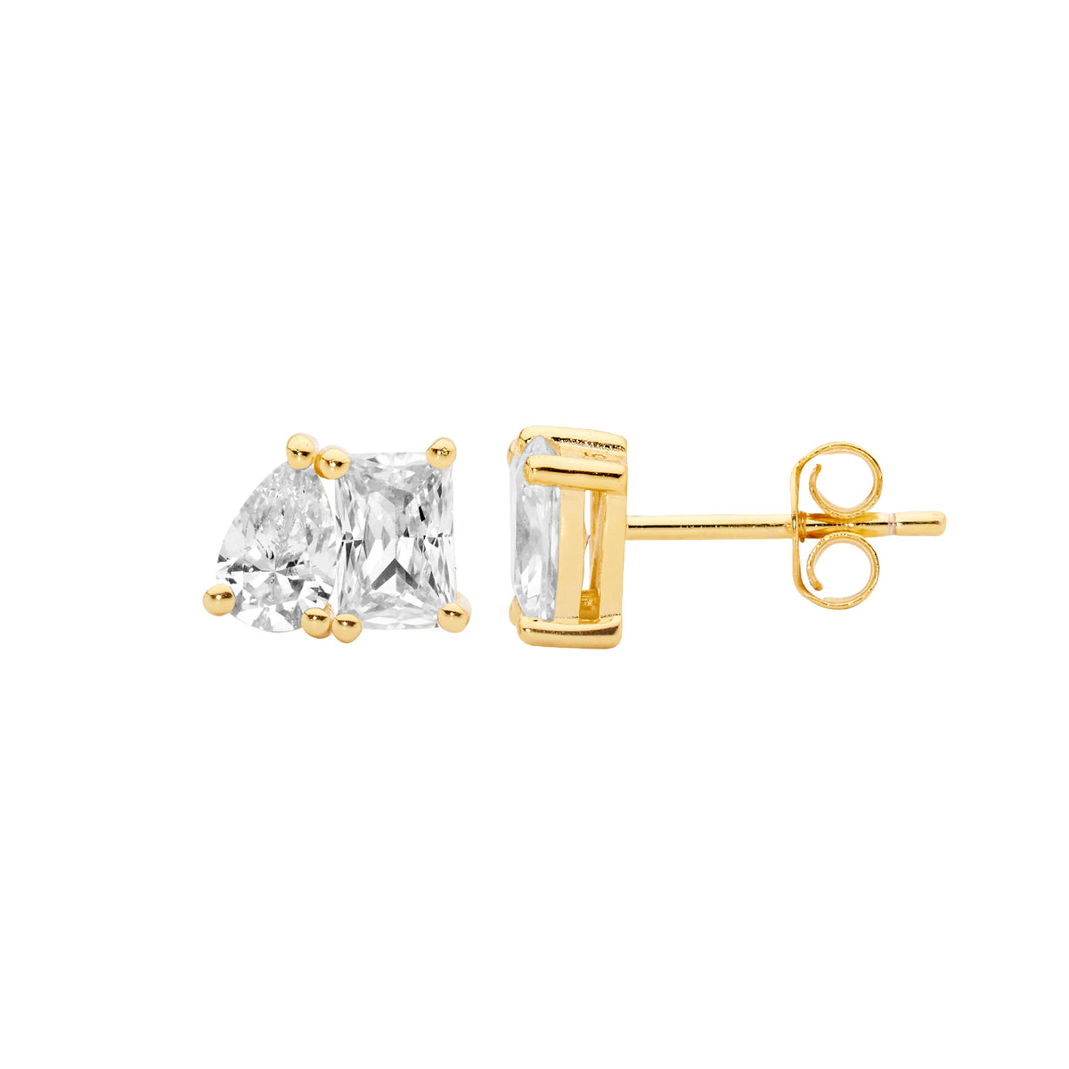 Gold Plated Sterling Silver Cubic Zirconia Stud Earrings