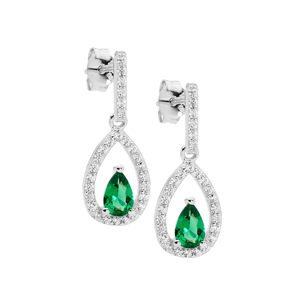 Sterling Silver Cubic Zirconia Drop Earrings