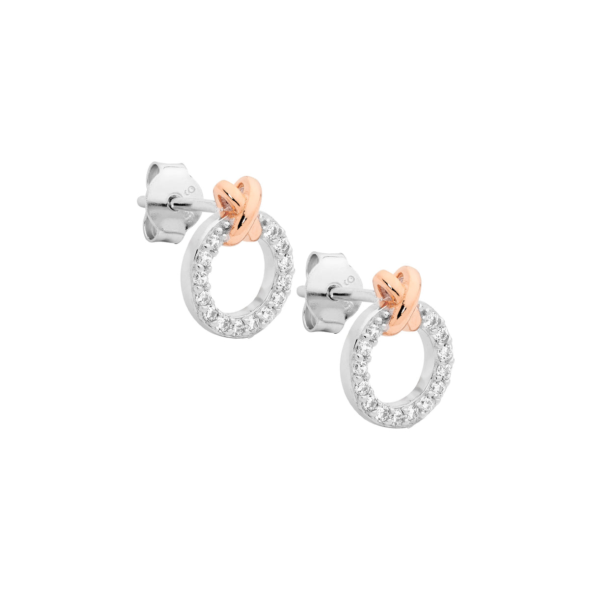 Rose Gold Plated Sterling Silver Cubic Zirconia Earrings