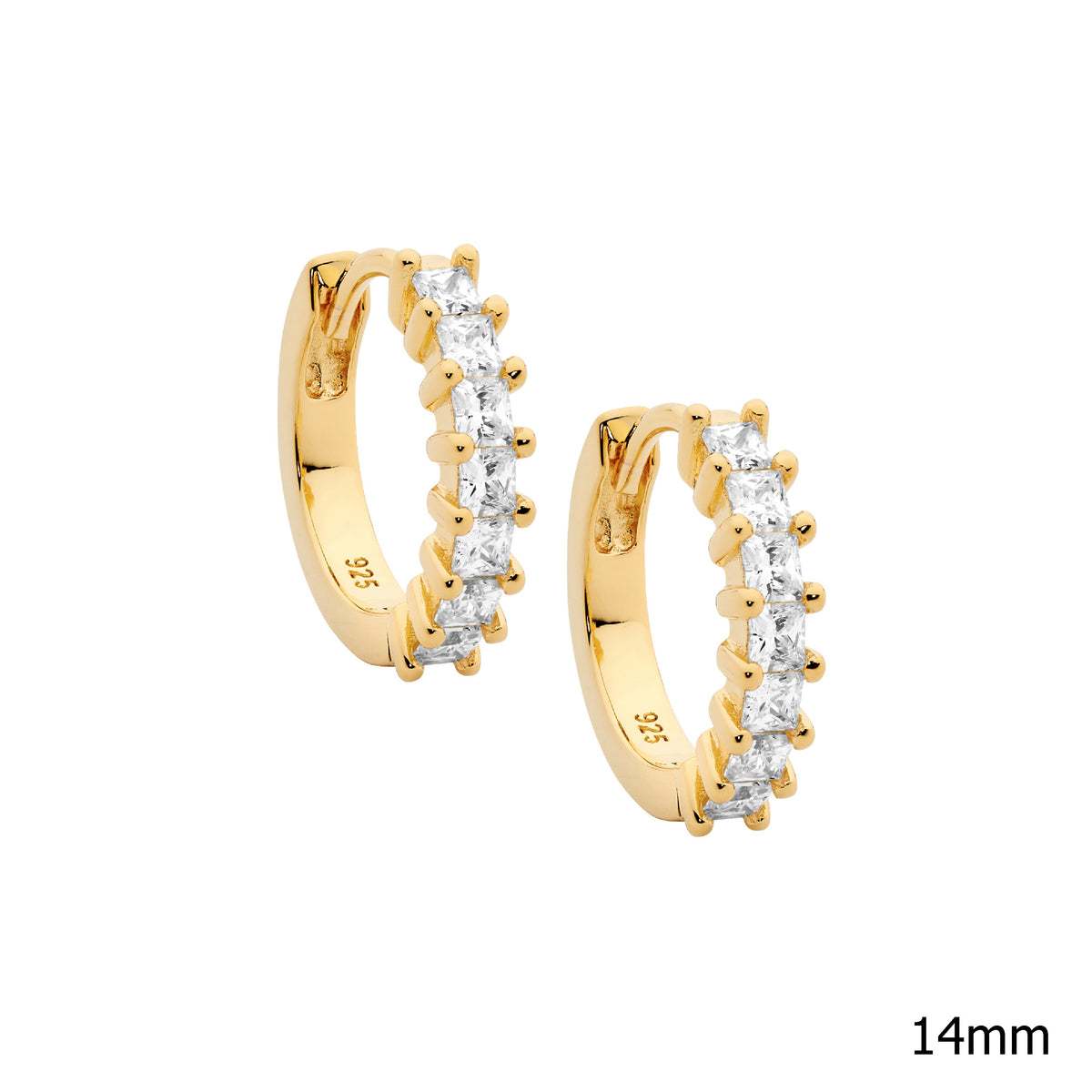 Gold Plated Sterling Silver Cubic Zirconia Hoop Earrings