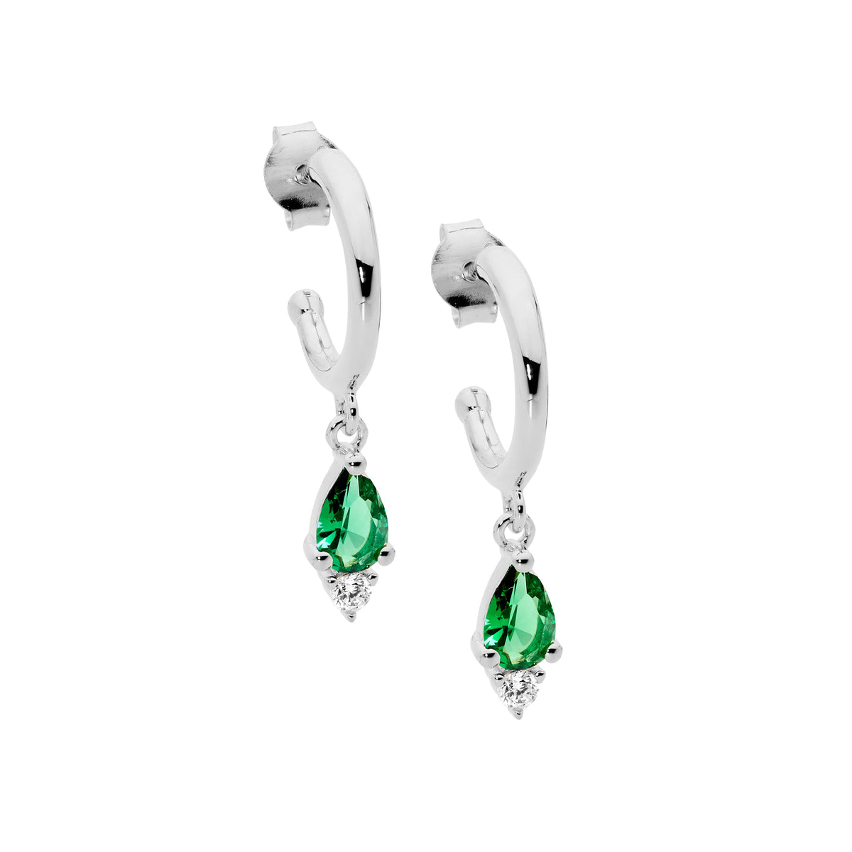 Sterling Silver Cubic Zirconia Hoop Earrings