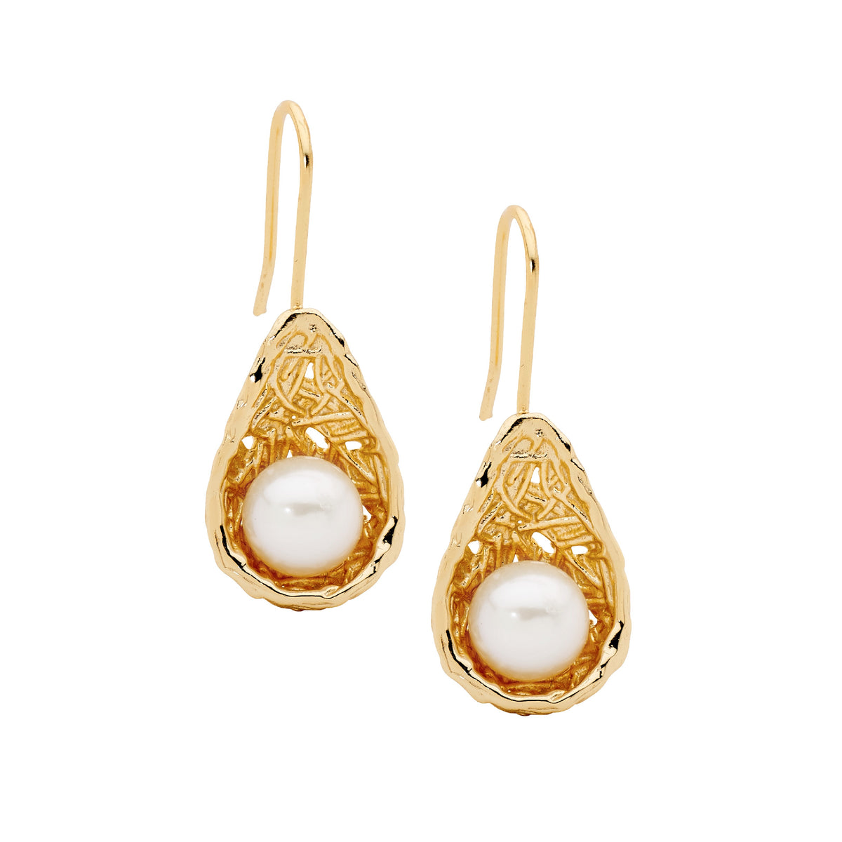 Gold Plated Sterling Silver Pearl Earrings