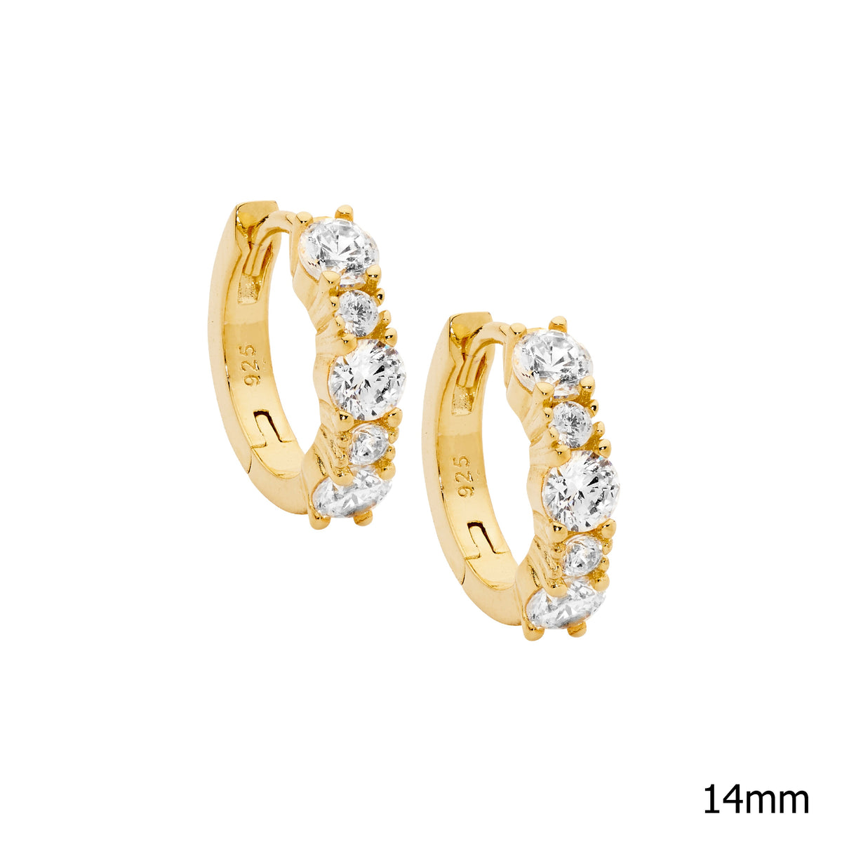 Gold Plated Sterling Silver Cubic Zirconia Hoop Earrings
